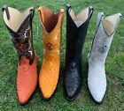 Botas de Avestruz Piel Black Men's Cowboy Boots Ostrich Print Leather Western
