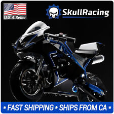 SkullRacing Gas Powered Mini Pocket Bike Motorcycle 50RR (Blue)