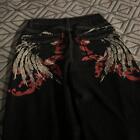 JNCO Style Wing Graphic Affliction Red Blue Baggy Y2K grunge Jeans Flame Wide le