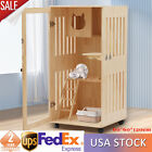 New ListingCat Indoor House Enclosure Catio Wooden Large Cage Pet with LED Light + Wheels