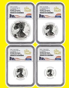 2023 T-1 Silver Eagle 4 coins Set Fractional NGC Reverse PF  GEM Early Releases