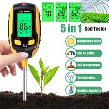 5in1 LCD Digital PH Soil Tester Plant Lawn Water Moisture Temperature Test Meter
