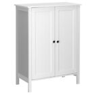 Bathroom Floor Storage Cabinet Small White Cabinet with 2 Doors Adjustable Shelf