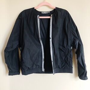 Adidas Stella McCartney Black Woven Bomber Jacket Women Size Large DT9204