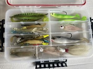 Saltwater Soft Plastic & Bucktail Lot Of Lures New And Used Striped Bass