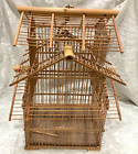 Chinese Bamboo Bird Cage 3 Tier Pagoda Hanging 21” Tall x 15 x15” Asian vintage