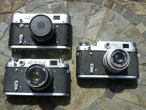 FED Vintage USSR Russian RF 35mm camera lot of three shutters work
