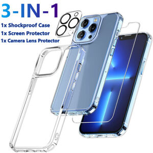 For iPhone 15 14 13 12 11 Pro Max Shockproof Case &Screen Protector & Camera Len