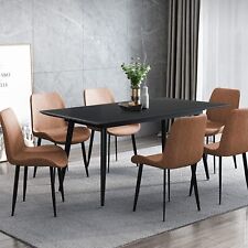 JIEXI Dining Table Set Deluxe Slate Table and 4 /6 PCS PU Leather Chairs Kitchen