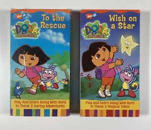 Dora The Explorer Nick Jr. VHS, Wish On A Star & To The Rescue - Lot of 2