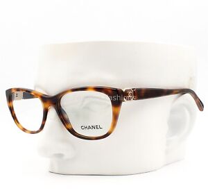 Chanel 3285 1425 Eyeglasses Glasses Brown Havana Gold CC Logo 52-17-140