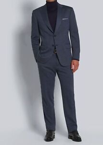 $4600 Brioni Men's Blue 2-Piece Micro Check Wool Suit Jacket Pants Size 50R