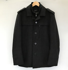 M&S AUTOGRAPH Mens Black Mix Double Collar Coat Size S Wool Blend Check