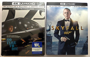 No Time To Die 4K STEELBOOK (New) & Skyfall 4K+Blu-ray+Slip Cover (Like-New) 007