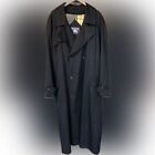 Vintage Burberrys Kensington Men's Black Trench Coat 44L 100% Pure Wool USA
