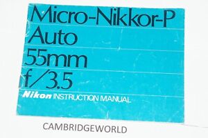 NIKON NIKKOR 55mm F3.5 MICRO LENS INSTRUCTION MANUAL BOOK NIPPON KOGAKU K.K.