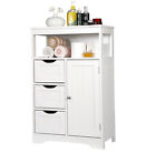 Bathroom Floor Cabinet Side Storage Adjustable Organizer w/3 Drawers 1 Cupboard