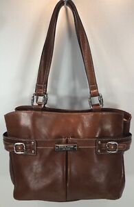 Vintage Etienne Aigner Brown Leather Tote Handbag