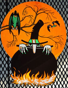 Vintage Beistle Halloween Witch And Cauldron Diecut Decoration Made In USA