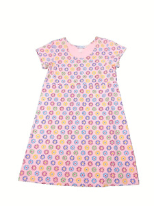 Fresh Produce Pink Floral Summer A Line  Short Sleeve Tee Shirt Dress Size L