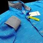 Robert Graham Men`s L/S Geometric Diamond Linen/Cotton Sport Shirt Blue XL,2XL