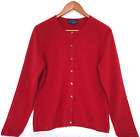 Charter Club Women's size L 2-Ply Cashmere Cardigan Sweater Button Red j