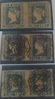 New Listing1854 INDIA 3 IMPERF PAIRS OF  LITHOGRAPH HALF ANNA STAMPS ONE MINT (?)SEE SCANS.