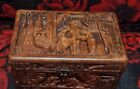 VTG CHINESE LARGE HAND CARVED CAMPHOR JEWELRY CHEST BOX