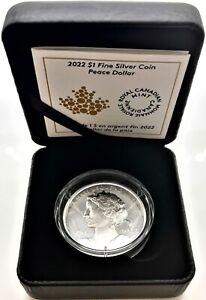 2022 Canada $1 Peace Dollar 30.76g. .999 Silver Coin with Capsule/Box/COA