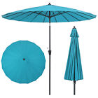 9FT Round Patio Umbrella Market Umbrella w/ 18 Fiberglass Ribs, Push Button Tilt