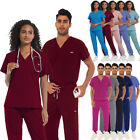Unisex Stretch Nurse Medical Uniform Scrub Set Men Women V-Neck Top Jogger Pant