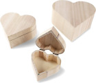 New ListingUnfinished Wood Box with Magnetic Hinged Lid, Heart Jewelry Box (3 Pack)