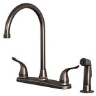 Classic High Arc Swivel Kitchen Faucet with Side Spray Brushed Bronze Finish