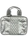 Lug Quilted Cosmetic Case w/ Top Handle Flatbed Deluxe Metallic Silver