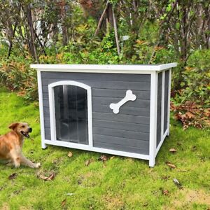 New ListingLarge Wooden Dog House Outdoor Waterproof Pet Dog Cage Puppy Kennel Windproof US