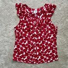 Cabi Rosy Top #4350 white with red rose pattern  Size Small S Was $89 Beautiful