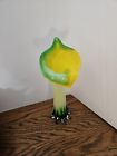 Pier One 1 Imports Hand Blown Glass Tulip Vase Green/Yellow