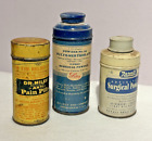 Vintage Lot of Medical Tins - Rexall Surgical Powder, Dr. Miles' Anti-Pain Pills