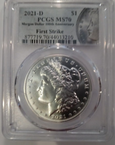 2021-D MORGAN SILVER DOLLAR PCGS MS70 FIRST STRIKE- EXTREMELY RARE MORGAN LABEL