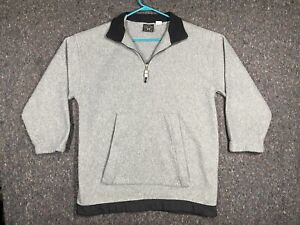 Vintage 90s Bugle Boy Sweater Mens Extra Large Gray Fleece 1/4 Zip Pullover