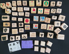 New ListingWood Mounted Rubber Stamp Lot - 58 Small Stamps - used