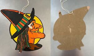 New ListingVNTG BEISTLE WITCH Halloween Die Cut & EMBOSSED FULL MOON '40s-50s FREE SHIP