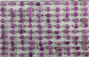 Wholesale Lots 40pcs Mixed Fashion Jewelry Purple Natural Stone Women Rings