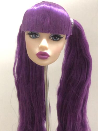 OOAK Reroot Repaint Cream Skin Doll Head Purple Street Girl #94