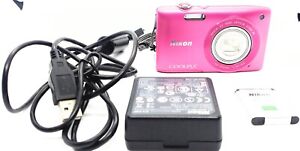 [NEAR MINT] Nikon COOLPIX S3300 Strawberry Pink 6x Zoom 16.0MP Camera From Japan