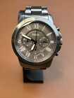 Fossil Grant ES5256 Mens Gunmetal Stainless Steel Analog Dial Watch 7” Band