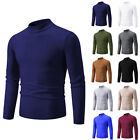 Mens High Neck Knitted Jumper Crew Neck Long Sleeve Slim Solid Pullover Knitwear