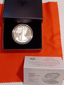 2023 W Proof American Silver Eagle West Point Mint 1 Oz .999 Silver Box & COA