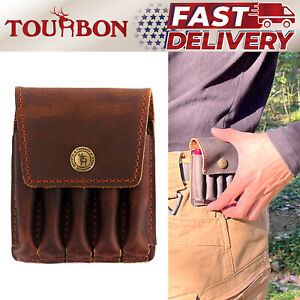 Tourbon Leather Rifle Bullets Pouch Cartridges Carry Folding Ammo Case-Belt on