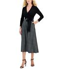 Anne Klein Womens Black Surplice Midi Office Wear to Work Dress XL BHFO 8657
